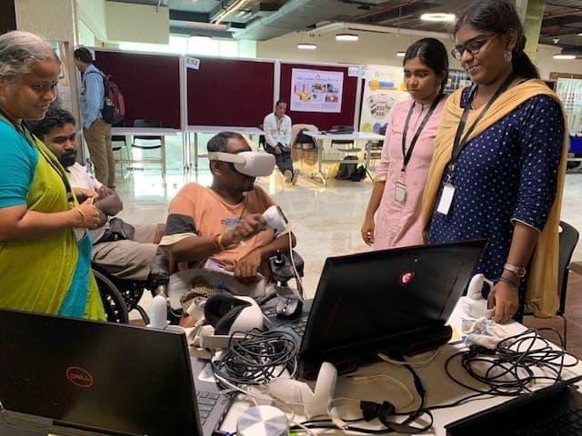 Child using Meta Quest headset for therapy
