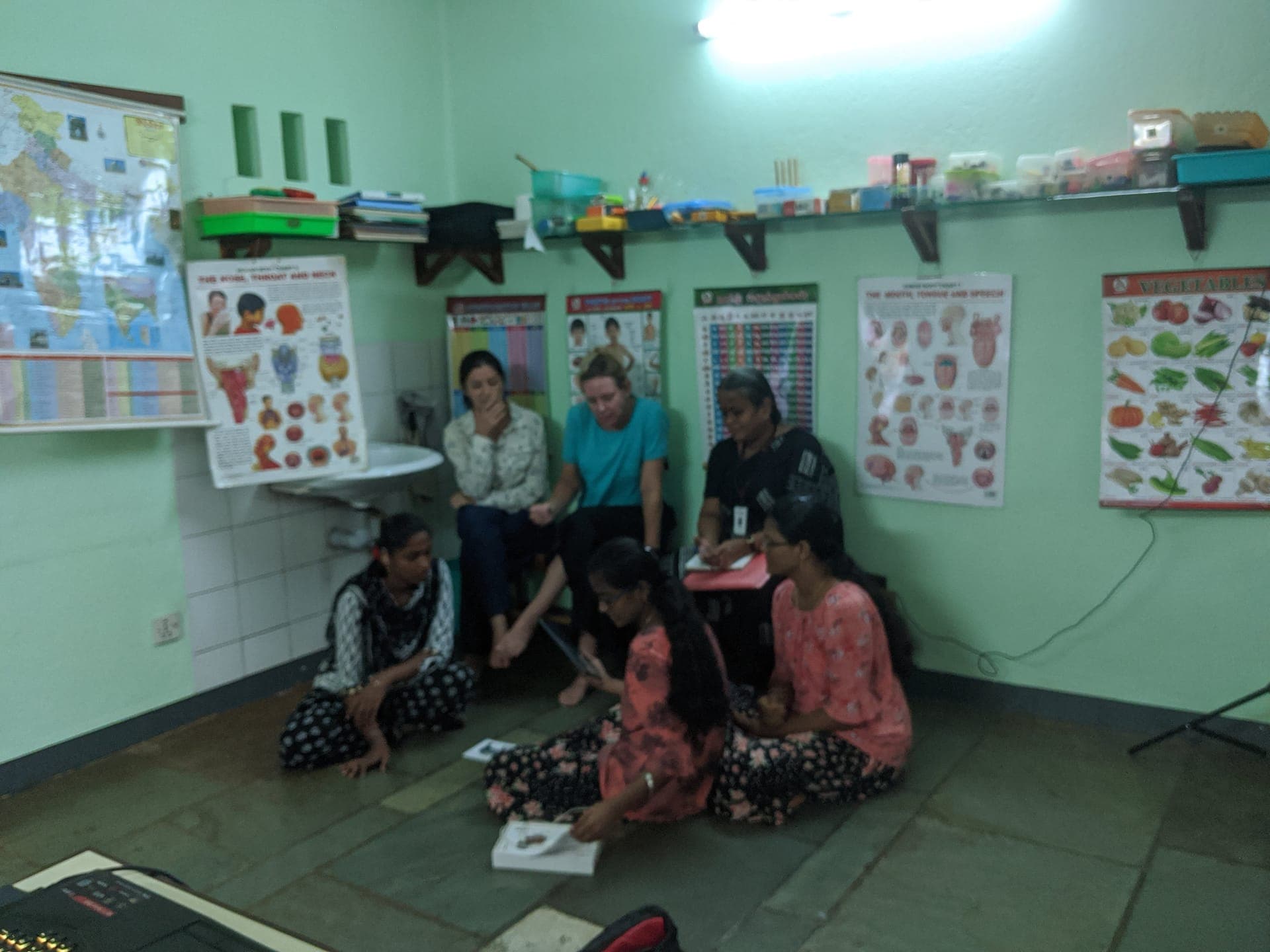 Therapist working with children at Deepam Special School, Pondicherry